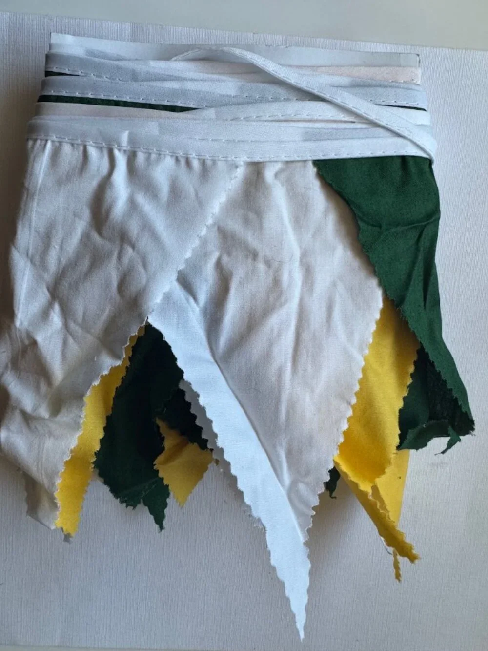 Handmade 34' Fabric pennant / bunting banner - Green, Yellow, White